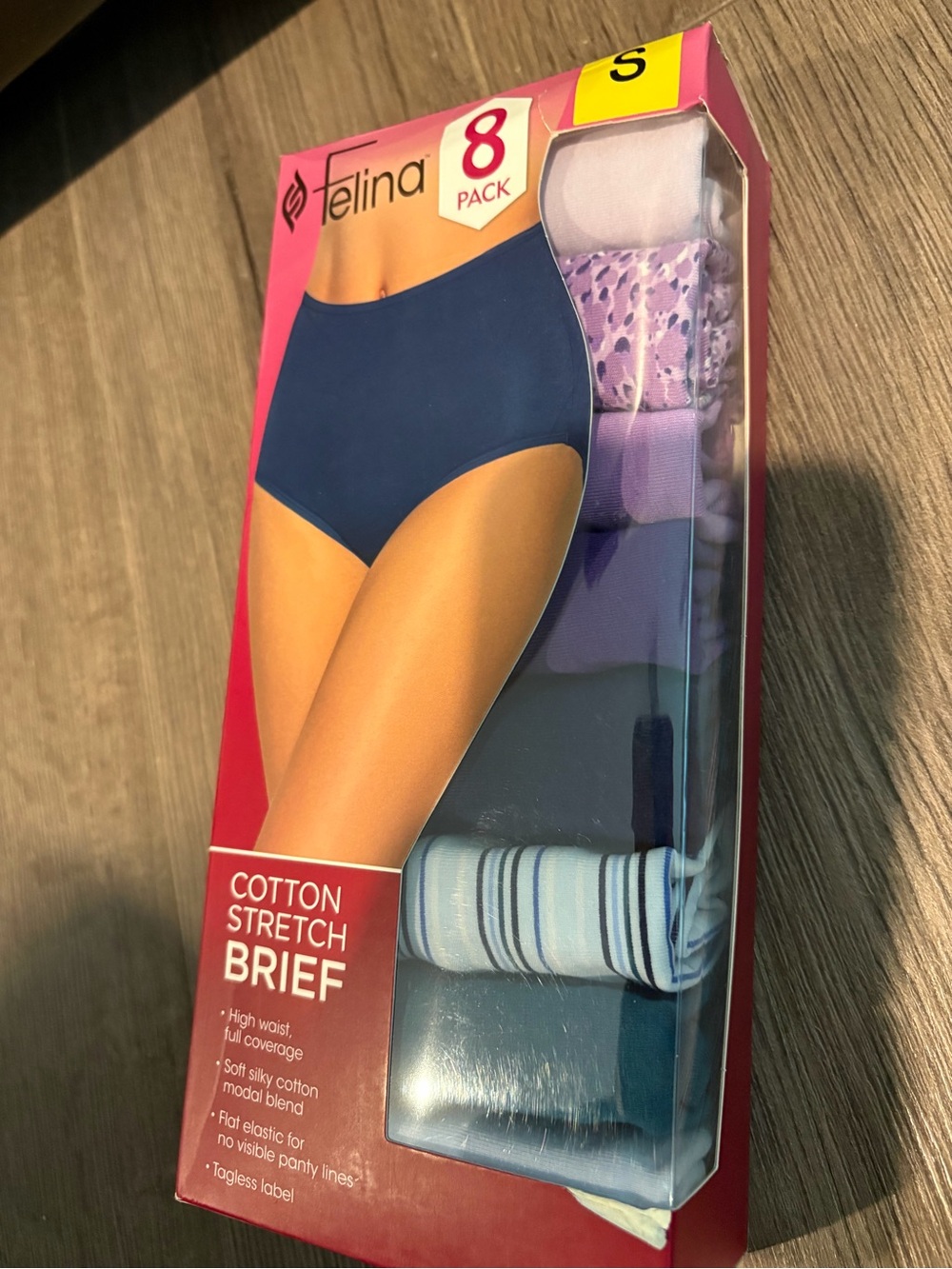 Felina 8PK Cotton Stretch Brief Size S